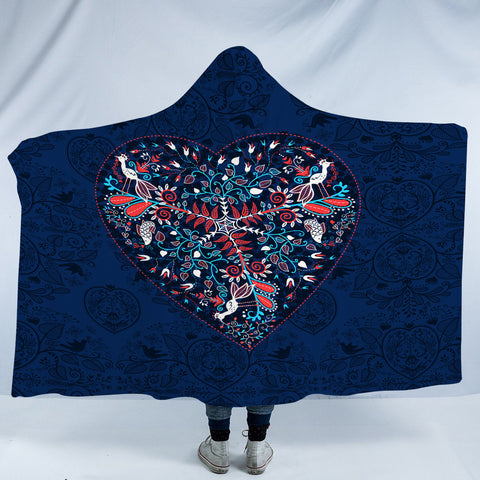 Image of Vintage Mandala Heart Pattern SWLM4290 Hooded Blanket