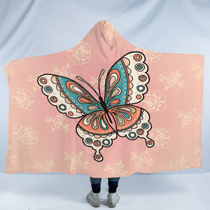 Vintage Butterfly Floral Pink Theme SWLM4291 Hooded Blanket