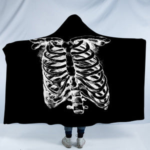 B&W Skeleton Sketch SWLM4292 Hooded Blanket