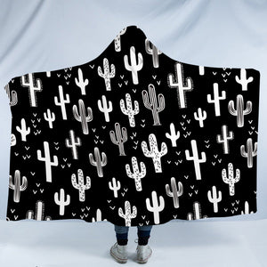 B&W Cactus Little Heart Monogram SWLM4293 Hooded Blanket