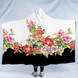 Multi Flowers B&W Theme SWLM4295 Hooded Blanket