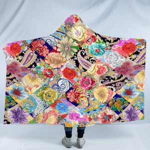 Multi Mandala & Flowers Checkerboard SWLM4296 Hooded Blanket