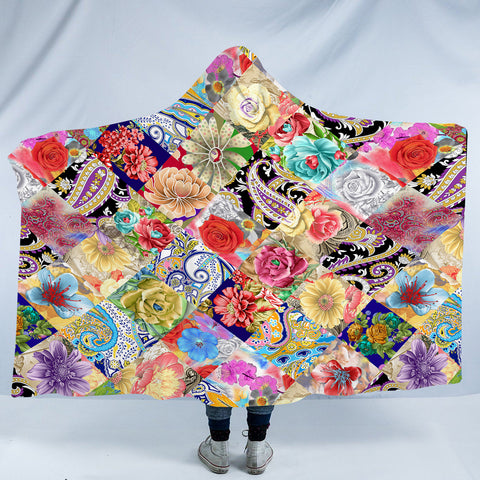 Image of Multi Mandala & Flowers Checkerboard SWLM4296 Hooded Blanket