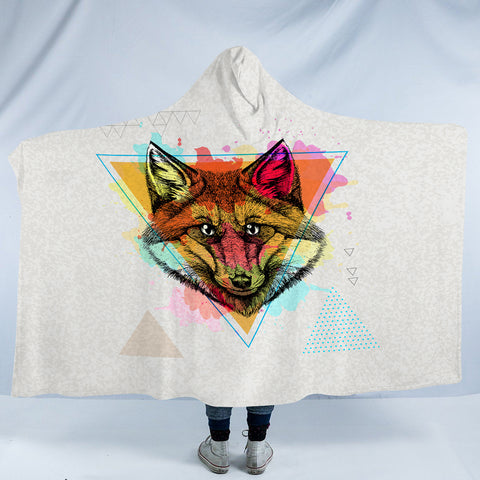 Image of Splash Multicolor Wolf Black Work SWLM4298 Hooded Blanket