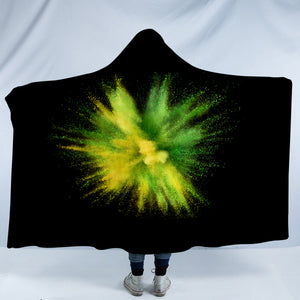 Green & Yellow Splash Black Theme SWLM4301 Hooded Blanket