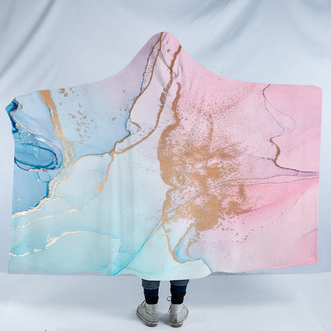 Image of Golden Light Splash Blue & Pink SWLM4315 Hooded Blanket