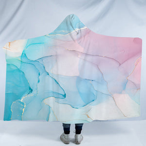 Golden Splash Gradient Blue & Pink SWLM4316 Hooded Blanket