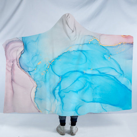 Image of Golden Splash Gradient Light Blue & Pink SWLM4317 Hooded Blanket