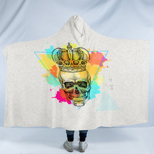 Watercolor Splash King Crown Skull SWLM4319 Hooded Blanket