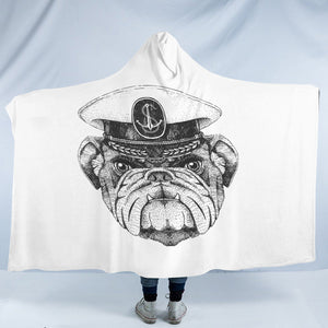 B&W Ship Captain Dog SWLM4323 Hooded Blanket