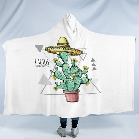 Image of Westside Cartoon Cactus Triangle Illustration SWLM4324 Hooded Blanket