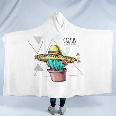 Image of Westside Cartoon Cactus Triangle Illustration SWLM4325 Hooded Blanket
