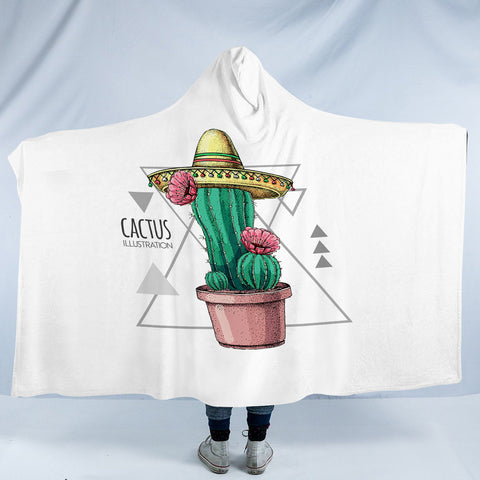 Image of Tiny Cartoon Cactus Flower Triangle Illustration SWLM4326 Hooded Blanket