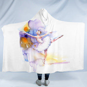 Ballet Dancing Lady Watercolor Painting SWLM4333 Hooded Blanket