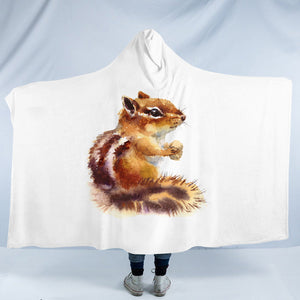 Brown Chipmunk Watercolor Painting SWLM4336 Hooded Blanket