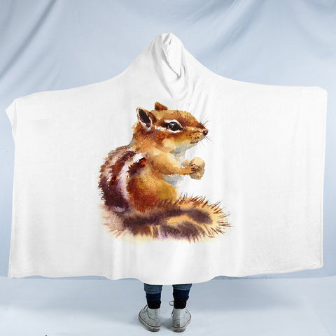 Image of Brown Chipmunk Watercolor Painting SWLM4336 Hooded Blanket