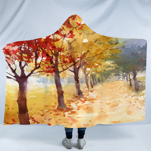 Summer Maple Trees Forest Watercolor Painting SWLM4400 Hooded Blanket