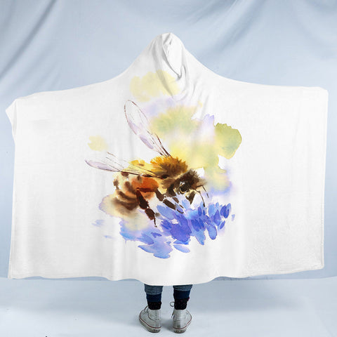 Image of Flying Bee Watercolor Painting SWLM4405 Hooded Blanket