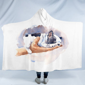 Dairy Pug On Hand Watercolor Painting SWLM4407 Hooded Blanket