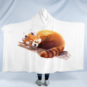 Lazy Orange Racoon Watercolor Painting SWLM4411 Hooded Blanket