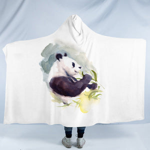 Panda and Flowers Watercolor Painting SWLM4412 Hooded Blanket