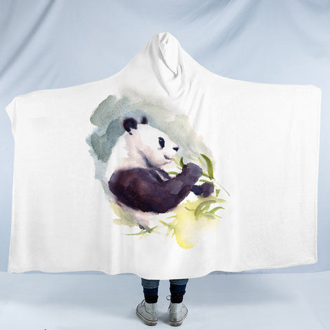 Image of Panda and Flowers Watercolor Painting SWLM4412 Hooded Blanket