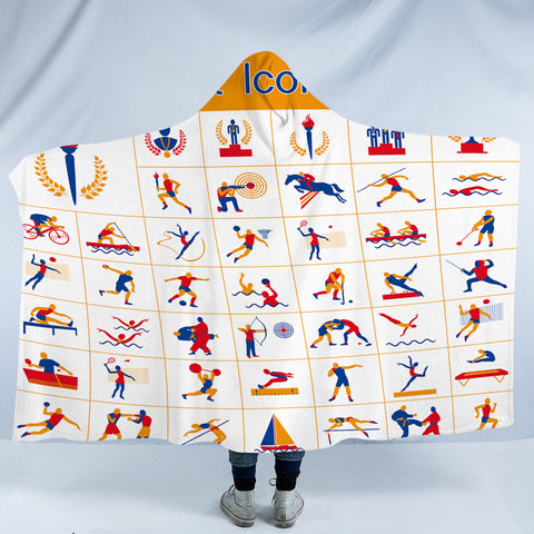 Image of Olympic Sports Icon Illustration SWLM4421 Hooded Blanket