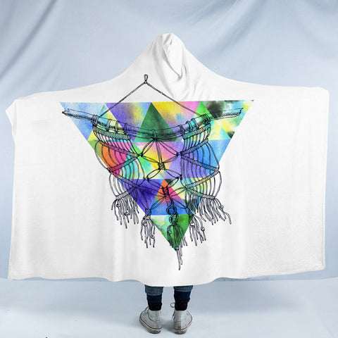 Image of Dreamcatcher Sketch Colorful Triangles Background SWLM4422 Hooded Blanket