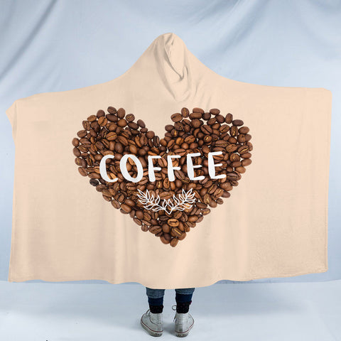 Image of Love In Coffee Bean - Heart Shape SWLM4436 Hooded Blanket