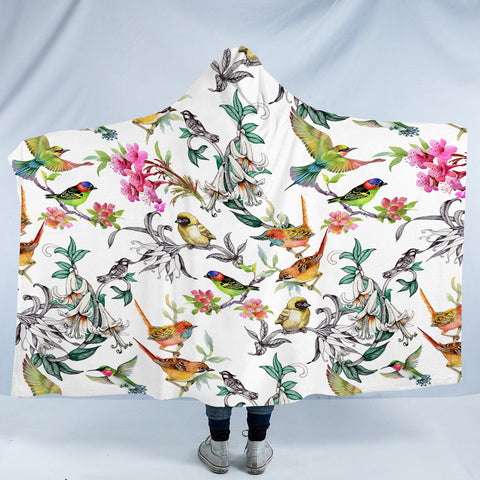 Image of Multi Birds On Branchs SWLM4441 Hooded Blanket