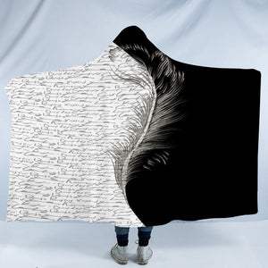 B&W Boundary Hand Written Letter By Feather SWLM4442 Hooded Blanket