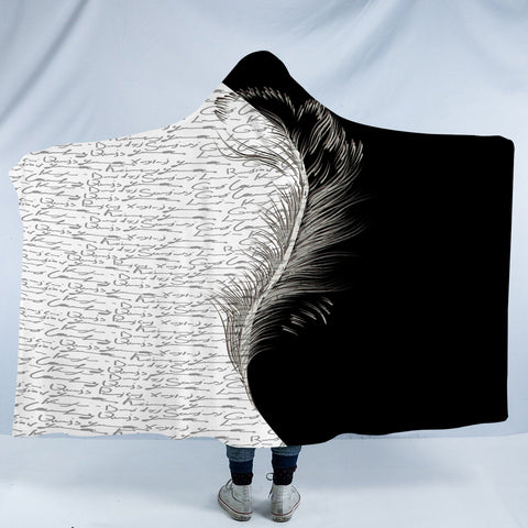 Image of B&W Boundary Hand Written Letter By Feather SWLM4442 Hooded Blanket