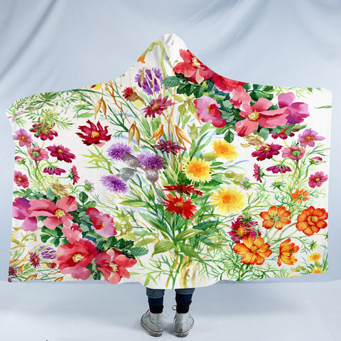 Image of Colorful Multi Flowers SWLM4443 Hooded Blanket