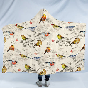 Tiny Colorful Birds SWLM4444 Hooded Blanket