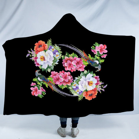 Image of Twin Flowers & Birds SWLM4449 Hooded Blanket