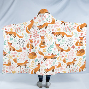 Multi Cute Cartoon Fox Activities SWLM4450 Hooded Blanket