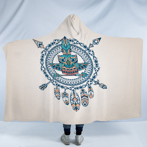 Image of Vintage Aztec Dream Catcher Owl Logo SWLM4451 Hooded Blanket