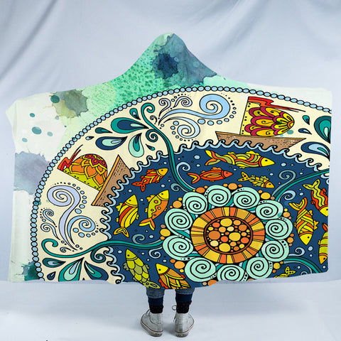 Image of Colorful Round Mandala SWLM4453 Hooded Blanket