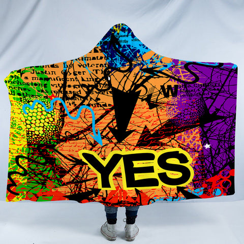 Image of YES Colorful Vintage Destressed Pattern SWLM4488 Hooded Blanket