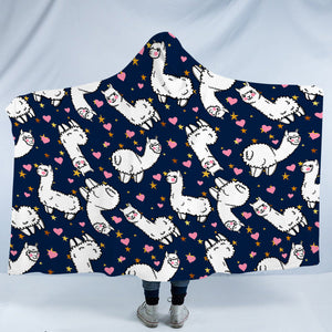 Lovely Alapaca Navy Theme SWLM4491 Hooded Blanket