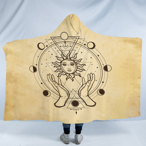 Image of Vintage Round Zodiac Sun & Moon SWLM4503 Hooded Blanket