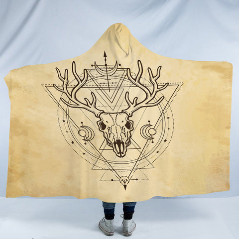 Image of Vintage Deer Skull Zodiac SWLM4504 Hooded Blanket