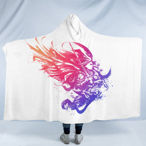 Gradient Color Fight Wings Warrior SWLM4506 Hooded Blanket