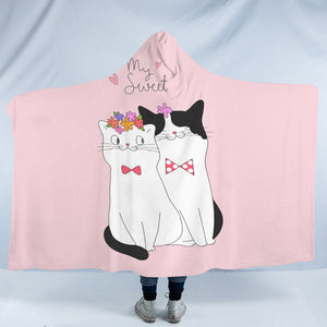 Cute My Sweet Loving Cats Pink Theme SWLM4507 Hooded Blanket