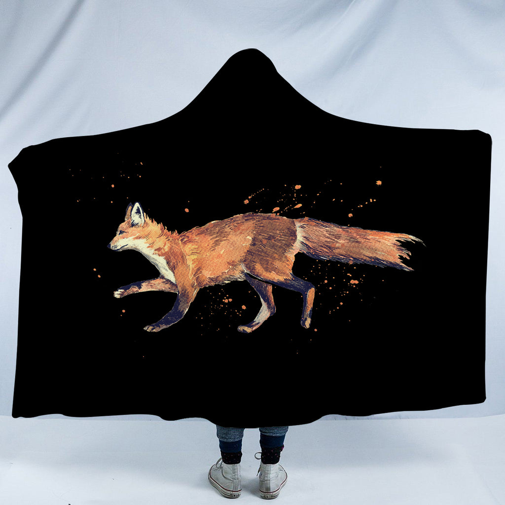 Real Fox Orange Splatter Brush SWLM4508 Hooded Blanket