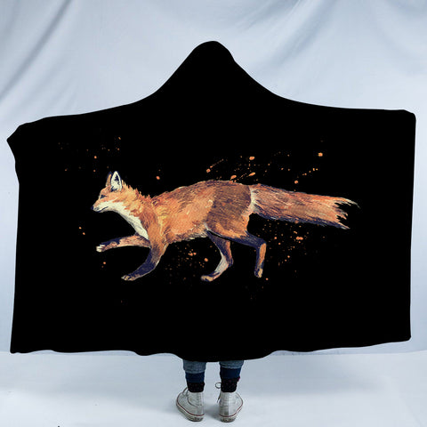 Image of Real Fox Orange Splatter Brush SWLM4508 Hooded Blanket