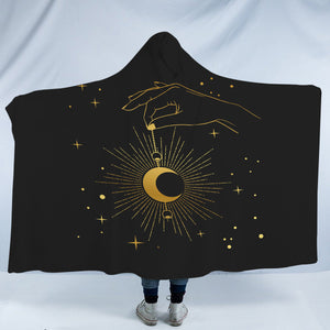 Golden Hand Holding Moon Light SWLM4514 Hooded Blanket