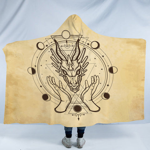 Image of Vintage Zodiac Hands Dragon Head SWLM4516 Hooded Blanket