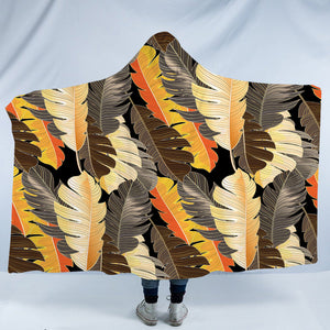 Summer Earth Tone Orange Brown Monstera Leaves SWLM4517 Hooded Blanket