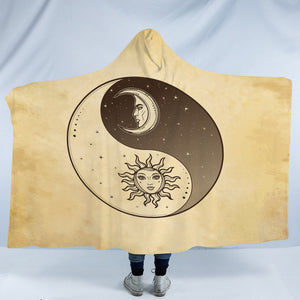 Retro Yin Yang Sun and Moon Face SWLM4519 Hooded Blanket